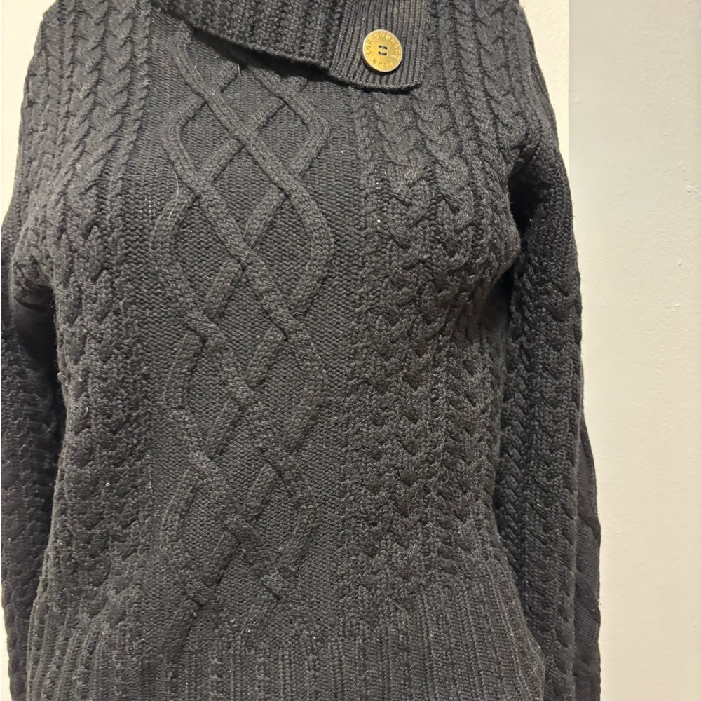 Les Copains Charcoal Cable Knit Turtleneck Sweater  Wool. Made in Italy.